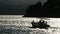 Fishing boats silhouette in the Peloponese