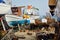 Fishing Boats in Small Boat Yard, Thassos Greek Island, Greece