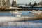 Fishing Boats in Snow Covered harbor in Maine