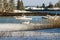 Fishing Boats in Snow Covered Harbor in Maine