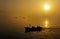 Fishing boats, sunset