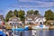 Fishing boats in Vitte at the harbor on a sunny beautiful day, Hiddensee island, Baltic Sea, Germany