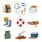 Fishing and Camping Equipment in Flat Design
