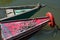 Fishing canoes anchored in the river in Saubara in the state of Bahia