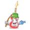 Fishing character electric guitar in wooden shape