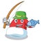 Fishing Christmas hat character cartoon