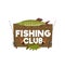 Fishing club wooden sign with perch and pike