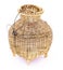 Fishing creel, The bamboo woven basket isolated on white background.