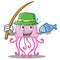 Fishing cute jellyfish character cartoon