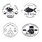 Fishing emblems labels elements logos icons set