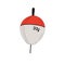 Fishing float bobber cork vector illustration tackle. Bait minnow line drawing. Silhouette white red outline. Fisher