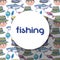 Fishing funny sport to catch sea food background