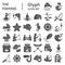 Fishing glyph icon set, fisherman equipment symbols collection, vector sketches, logo illustrations, fishing hobby signs