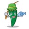 Fishing green chili character cartoon