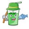 Fishing green smoothie mascot cartoon
