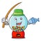Fishing gumball machine mascot cartoon