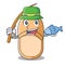 Fishing home slippers icon in cartoon style