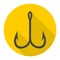 Fishing Hook, Barbed fish hook vector icon