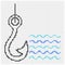 Fishing Hook Cross Stitch, Fishhook Icon, Fish Catching Tool, Adventure Sport Icon