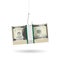 Fishing hook phishing pack of dollar banknote