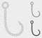 Fishing Hook Vector Mesh Network Model and Triangle Mosaic Icon