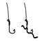 Fishing hook with worm vector silhouette
