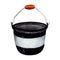 Fishing or household plastic black bucket watercolor on a white background.