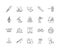 Fishing and hunting line icons, signs, vector set, outline illustration concept