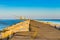 Fishing huts on the dock in the Adriatic Sea