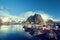 Fishing huts at spring day - Reine, Lofoten islands, Norway