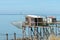 Fishing huts on stilts in Fouras, Charente-Maritime, France