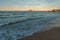 Fishing huts at sunset