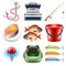 Fishing icons vector set