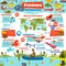 Fishing infographic, fish seafood catch diagrams