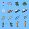 Fishing Isometric Icons Set