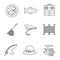 Fishing linear icons set