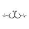 Fishing logo, icon isolated on white background. Fishing hooks in shape of heart. Black heartbeat with hooks. Vector