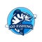 Fishing logo, jumping perch fish illustration