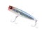 Fishing lure, wobbler, with two double hooks on an isolated white