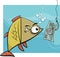 Fishing with money cartoon illustration