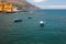 Fishing motor boats, island and sea. Funchal, Madeira, Portugal