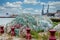 Fishing nets on dock port of Calais, france