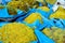 Fishing nets drying under the sun. Fisherman equipment