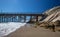 Fishing Pier and boat hoist at Gaviota Beach State Park on the central coast of California USA