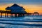 Fishing pier in the Gulf of Mexico at sunset, Clearwater Beach,