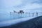 Fishing Pier and Smooth Ocean at Sunrise, Old Wood Pier