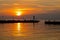 Fishing From The Pier At Sunrise In Bronte, Ontario, Canada