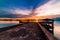 Fishing piers and docks in the evening.