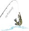 Fishing, pike, fishing rod and lure, vector illustration