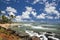 Fishing pole on Hawaii Poipu beach landscape